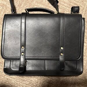 Ecosusi Vegan Leather Briefcase Padded Laptop  Shoulder Backpack Messenger Bag